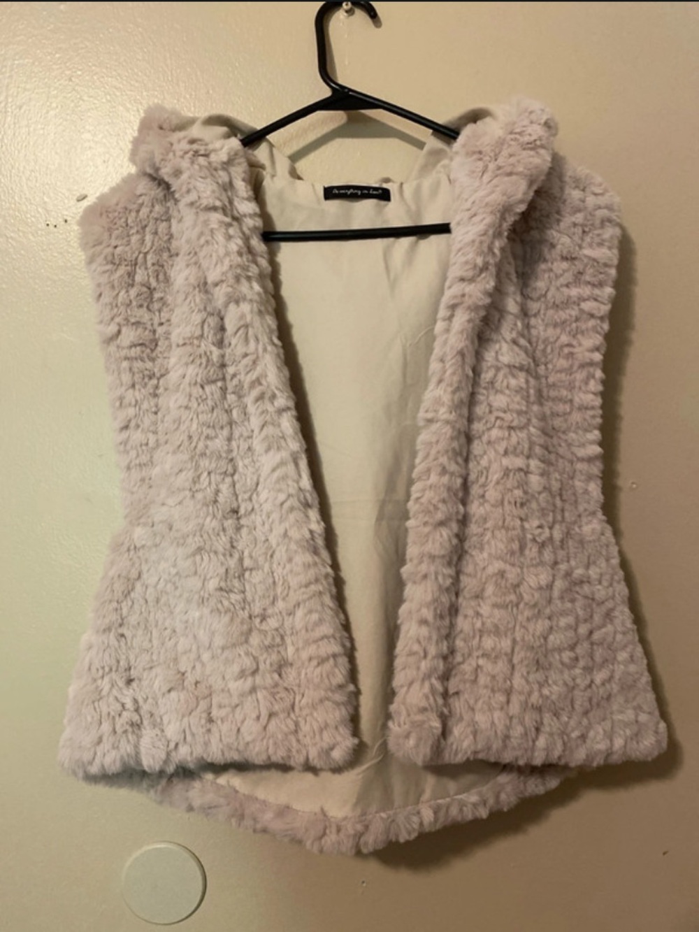 Do everything in love Plush Hooded Faux Fur Vest - Light Taupe